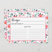Pink Floral Pattern Recipe Card (Front/Back)