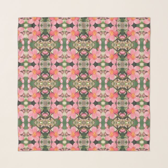 Pink Floral Pattern Scarf (Front)
