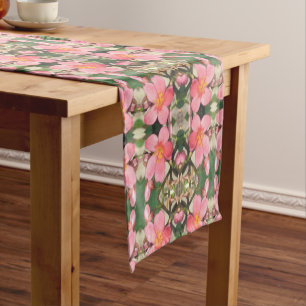 Pink Floral Pattern Short Table Runner