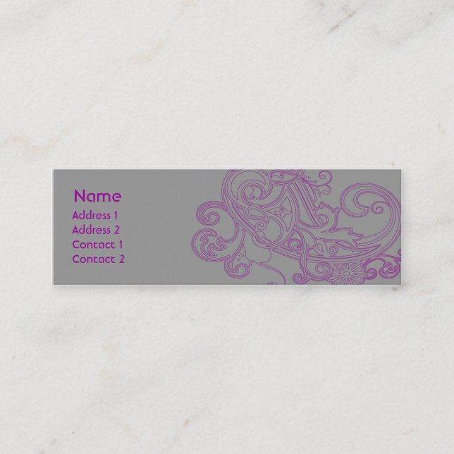 Pink Floral Pattern - Skinny Mini Business Card (Front)