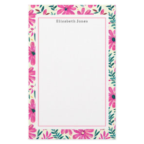 Pink Floral Pattern Stationery