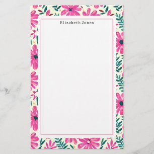 Pink Floral Pattern Stationery