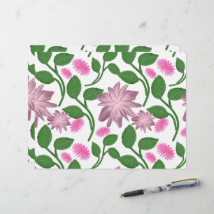 Pink floral pattern with green leaves letterhead