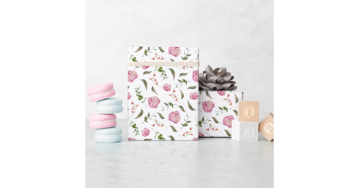 Pink Floral Pattern Wrapping Paper
