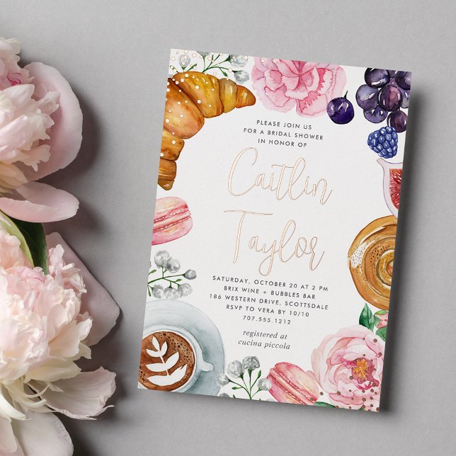 Pink Floral Peony Bridal Shower Brunch Rose Gold Foil Invitation (Creator Uploaded)