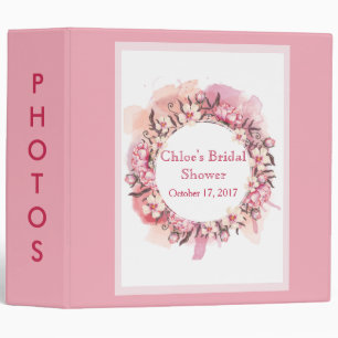 Pink Floral Peony Bridal Shower Photo Album Binder