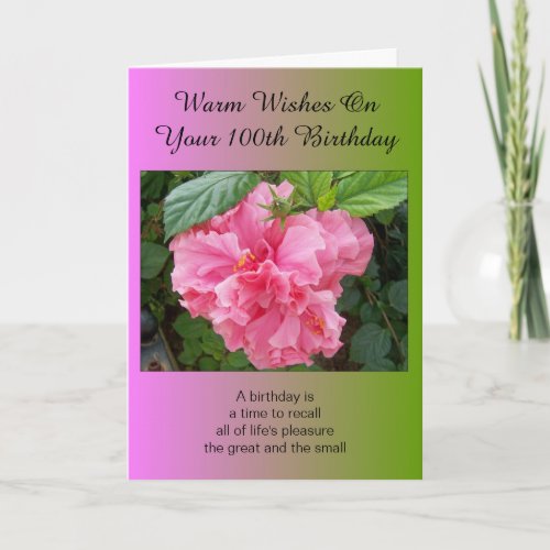 Pink Floral Personalised 100th Birthday Card