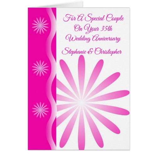 Pink Floral Personalised 35th Wedding Anniversary
