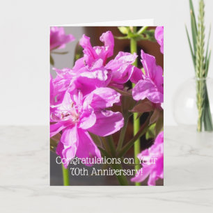 Pink Floral Personalised 70th Wedding Anniversary Card