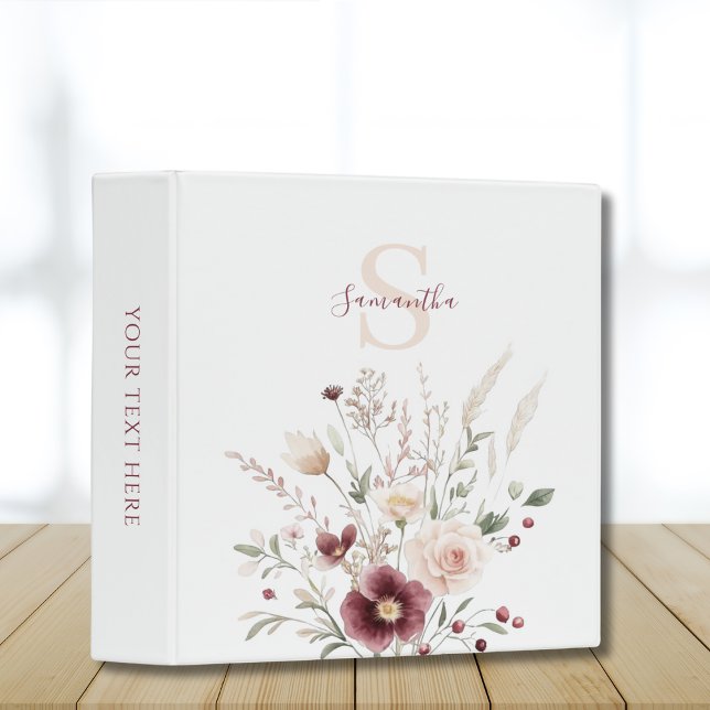 Pink Floral Personalized 3 Ring Binder (Creator Uploaded)