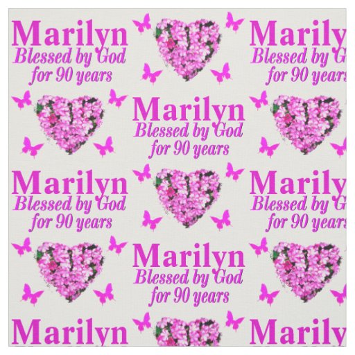 PINK FLORAL PERSONALIZED 90TH BIRTHDAY FABRIC