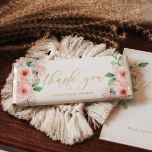 Pink Floral Personalized Candy Bar Wrapper