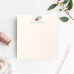 Pink Floral Personalized Cream Notepad<br><div class="desc">Notepad features a pink pansy flower and green botanical accents in soft, pretty watercolors, on an elegant ecru background. Add a name, monogram or message in coordinating dark hunter green lettering. To maintain the unique look of the sample text shown, use one space between letters and three spaces between words....</div>