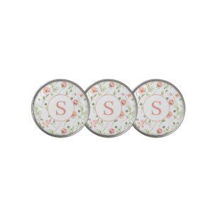 Pink Floral Personalized  Golf Ball Marker
