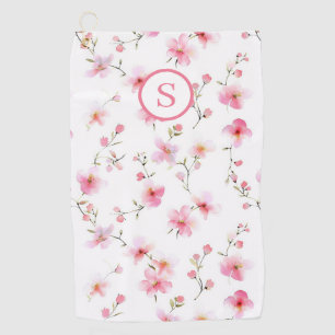 Pink Floral Personalized Golf Towel