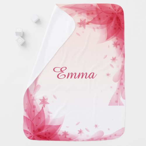 Pink Floral Personalized Name blankets