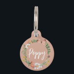Pink Floral Personalized Name  Pet ID Tag<br><div class="desc">Pink Floral Personalized Name Pet ID tag</div>