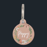 Pink Floral Personalized Name  Pet ID Tag<br><div class="desc">Pink Floral Personalized Name Pet ID tag</div>