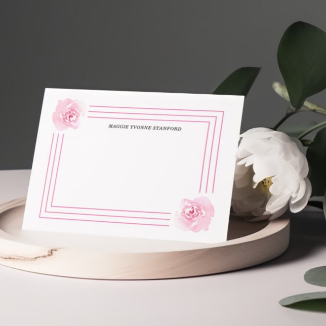 Pink Floral Personalized Note Cards (Creator Uploaded)