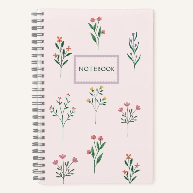 Pink floral personalized notebook (Front)