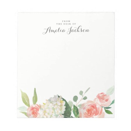 Pink Floral Personalized Notepad Stationery