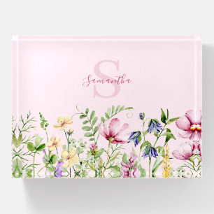 Pink Floral Personalized Paperweight