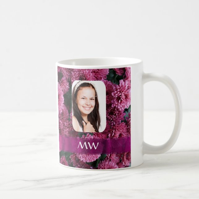 Pink floral personalized photo coffee mug (Right)