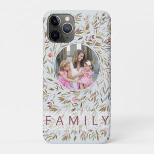 Pink Floral Personalized Photo Family iPhone 11 Pro Case