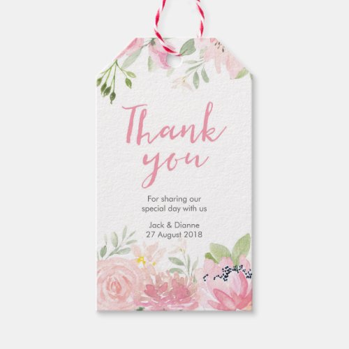 Pink floral personalized Thank You Favor tags