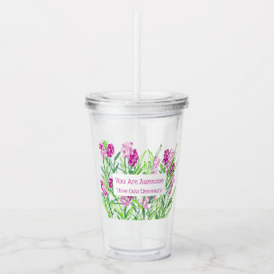 Pink Floral Personalized "You Are Awesome" Tumbler