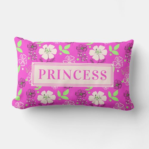 Pink Floral Pet Monogram Throw Pillow