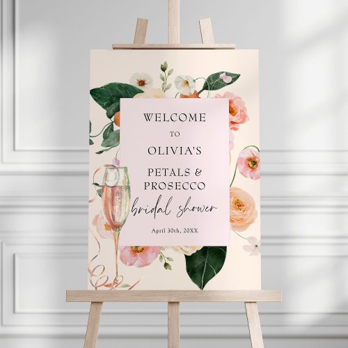 Pink Floral Petals  Prosecco Bridal Shower Foam Board