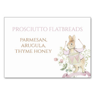 Pink Floral Peter the Rabbit Monogram Baby Shower Table Number