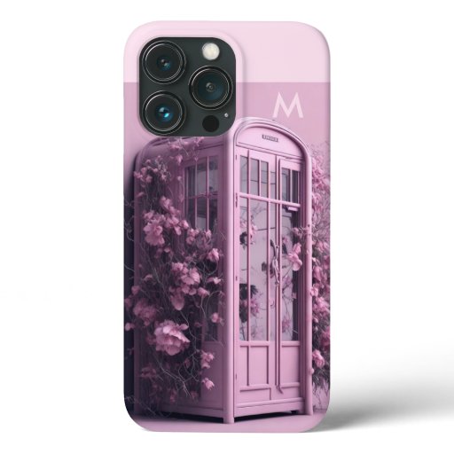 Pink floral phone booth iPhone 13 pro case