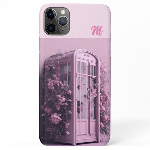 Pink floral phone booth iPhone 11 pro max case