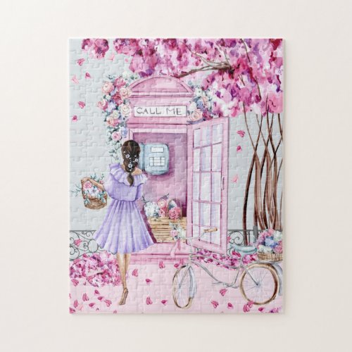 Pink Floral Phone Booth  Jigsaw Puzzle