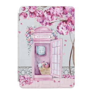 Pink Floral Phone Booth Personalized iPad Mini Cover