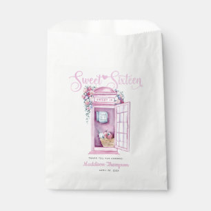 Pink Floral Phone Booth Sweet 16 Favor Bag
