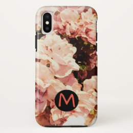 Pink Floral Phone Case with Custom Letter