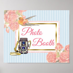 Pink Floral Photo Booth Wedding Sign Poster