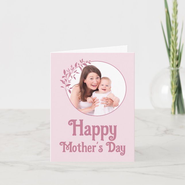 Pink Floral Photo Collage Mother’s Day Card (Front)