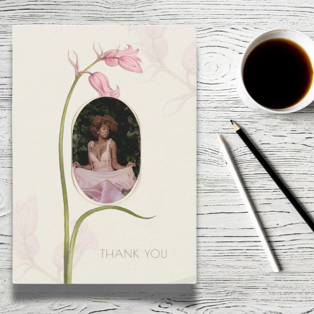 Pink Floral Photo Funeral Sympathy Thank You Card | Zazzle