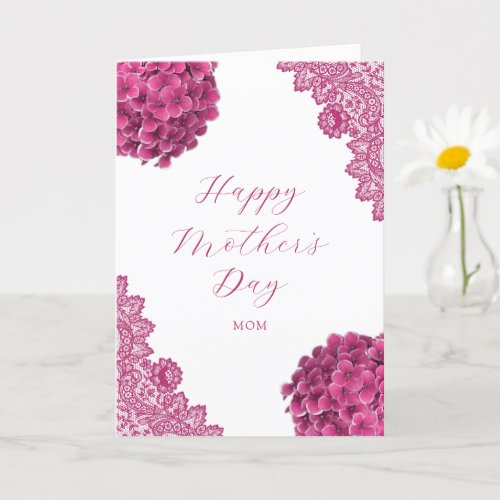 Pink Floral Photo Happy Mothers Day Card