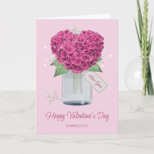 Pink Floral Photo Happy Valentines Day Card