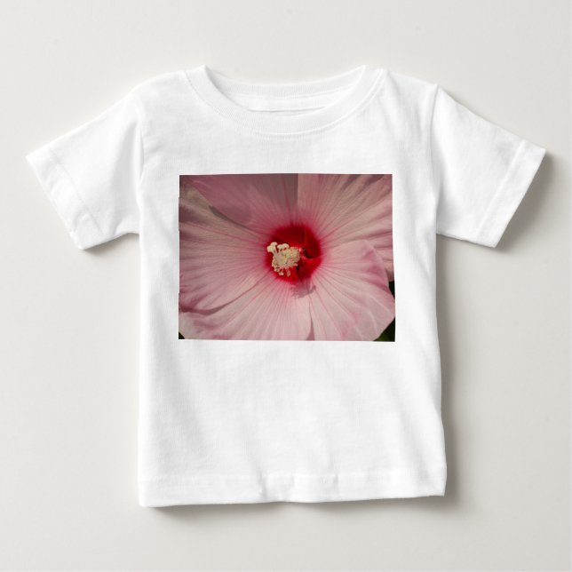 Pink Floral Photo Hibiscus Toddler Ruffle Tee (Front)