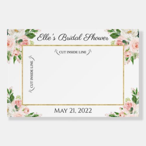 Pink Floral Photo Prop Frame Selfie Frame Board