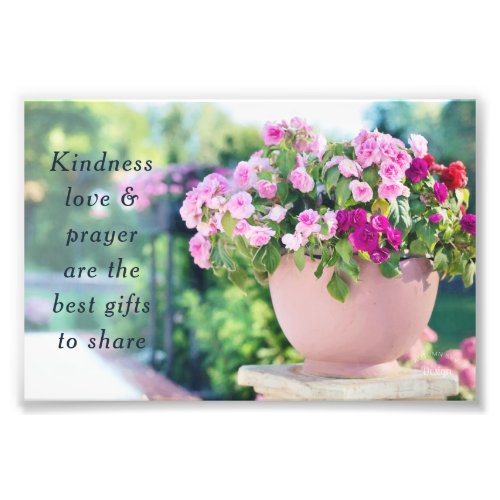 Pink Floral Photography Kindness Quote Photo Print