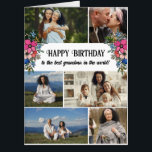 Pink Floral Photos Happy Birthday Grandma Big Card<br><div class="desc">Wish grandma a happy birthday with this floral jumbo photo collage birthday card to which you can add 6 photos of the grand kids. Pretty floral huge birthday card personalized with photos,  and your text framed by pink flower arrangements.</div>