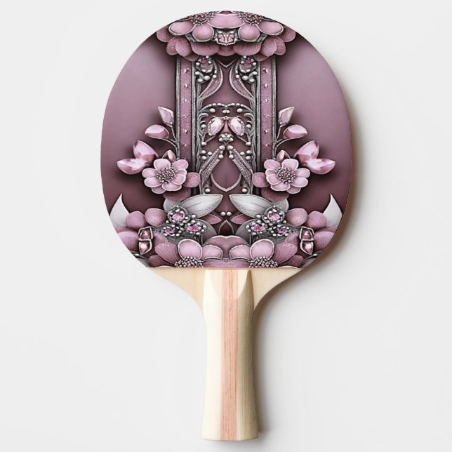 Pink Floral Ping Pong Paddle (Front)