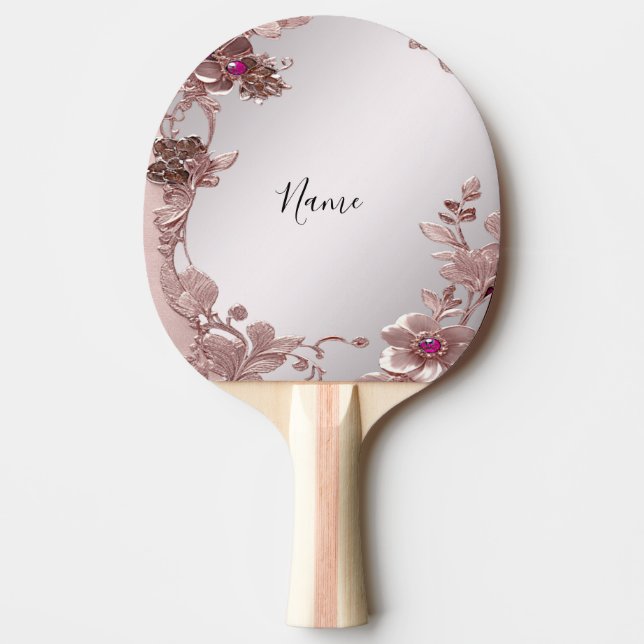 Pink Floral Ping Pong Paddle (Front)